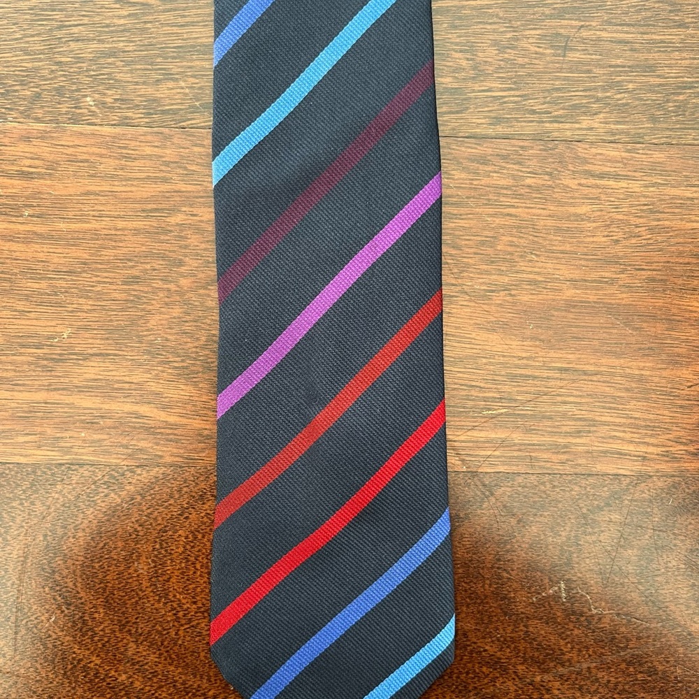 Paul Smith Multicolor Diagonal Striped 100% Silk Made In Italy Tie